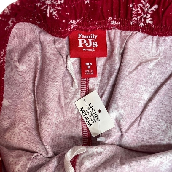 Macy’s Family PJs Pajamas Men's Merry Snowflake Mix It Family Set Medium New - Picture 10 of 12